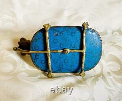 Ancien Bougeoir En Émaux Cloisonnés En Bronze Napoléon III XIX eme 13cm De Long