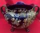 Ancien Cache-pot Gien Xixe Fa&iuml;ence Bleu Cobalt Dor&eacute; Napol&eacute;on Iii Restaur&eacute;