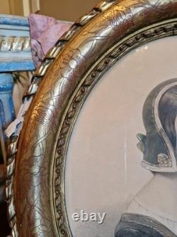 Ancien Cadre de forme ovale en bois et stuc doré d'époque Napoléon III XIX Ème S