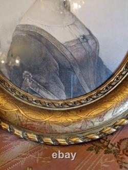 Ancien Cadre de forme ovale en bois et stuc doré d'époque Napoléon III XIX Ème S