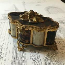 Ancien Coffret à Bijoux Laiton et Ecaille XIXé Napoleon III Victorian box set