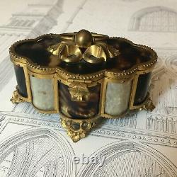 Ancien Coffret à Bijoux Laiton et Ecaille XIXé Napoleon III Victorian box set