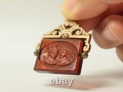 Ancien Coffret intaille style antique Rome montée or pour gousset XIXe siècle