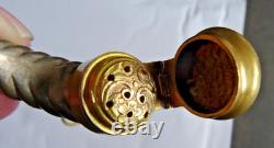 Ancien Flacon A Odeurs Metal Estampe XIX Dote D'une Vinaigrette XIX
