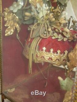 Ancien Globe De Mariee Napoleon III En Verre Armoire Coffret A Bijoux XIX