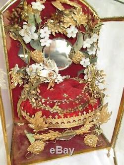 Ancien Globe De Mariee Napoleon III En Verre Armoire Coffret A Bijoux XIX