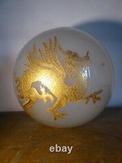 Ancien Globe Dragons Lampe A Petrole Huile XIX Siecle