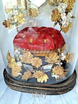 Ancien Globe de mariage en verre Napoléon III du XIXe siècle