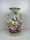 Ancien Grand Vase En Porcelaine De Paris Xixe Décor Floral Roses Et Oiseau H32,5
