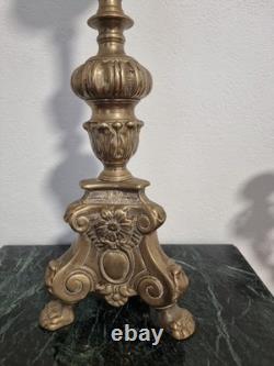 Ancien Pique Cierge en bronze Église, Autel XIX Bougeoir, baroque tripode