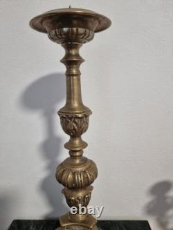 Ancien Pique Cierge en bronze Église, Autel XIX Bougeoir, baroque tripode