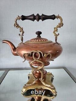 Ancien SAMOVAR ou BOUILLOIRE à bascule Laiton Cuivre XIX ème Japonisant théière