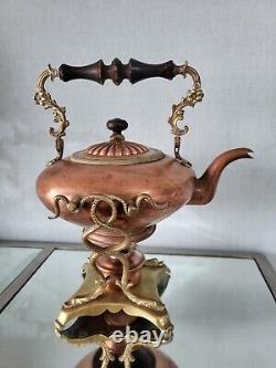 Ancien SAMOVAR ou BOUILLOIRE à bascule Laiton Cuivre XIX ème Japonisant théière