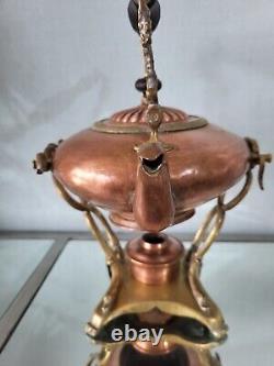 Ancien SAMOVAR ou BOUILLOIRE à bascule Laiton Cuivre XIX ème Japonisant théière