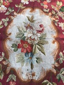 Ancien Tapis Daubusson XIX Eme /tapisserie / Decor Floral Napoléon III