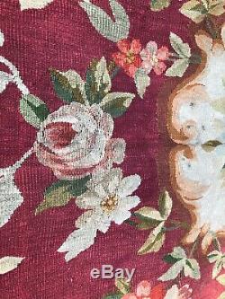 Ancien Tapis Daubusson XIX Eme /tapisserie / Decor Floral Napoléon III