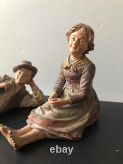 Ancien XIXe Napoléon III Statue Polychromie Terre Cuite Bernard BLOCH Personnage