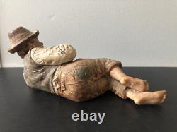 Ancien XIXe Napoléon III Statue Polychromie Terre Cuite Bernard BLOCH Personnage