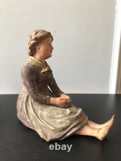 Ancien XIXe Napoléon III Statue Polychromie Terre Cuite Bernard BLOCH Personnage