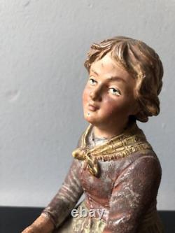 Ancien XIXe Napoléon III Statue Polychromie Terre Cuite Bernard BLOCH Personnage