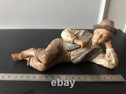 Ancien XIXe Napoléon III Statue Polychromie Terre Cuite Bernard BLOCH Personnage