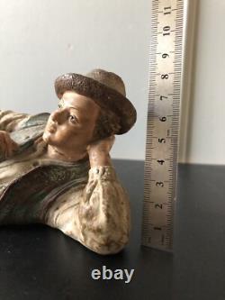 Ancien XIXe Napoléon III Statue Polychromie Terre Cuite Bernard BLOCH Personnage