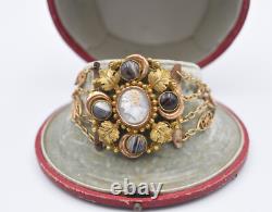 Ancien bracelet camée agate et pomponne XIX ème siècle Napoléon III