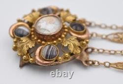Ancien bracelet camée agate et pomponne XIX ème siècle Napoléon III