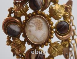 Ancien bracelet camée agate et pomponne XIX ème siècle Napoléon III