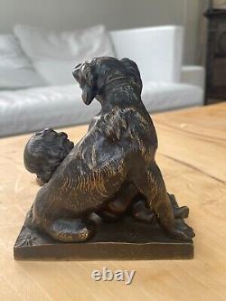 Ancien bronze animalier chien ange XIX siècle Napoléon III