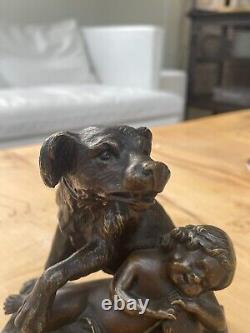 Ancien bronze animalier chien ange XIX siècle Napoléon III
