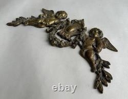 Ancien bronze doré garniture de meuble Napoléon III ange chérubin signé Noël XIX