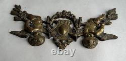 Ancien bronze doré garniture de meuble Napoléon III ange chérubin signé Noël XIX
