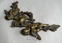 Ancien bronze doré garniture de meuble Napoléon III ange chérubin signé Noël XIX