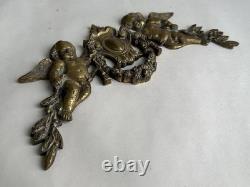 Ancien bronze doré garniture de meuble Napoléon III ange chérubin signé Noël XIX