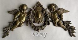 Ancien bronze doré garniture de meuble Napoléon III ange chérubin signé Noël XIX
