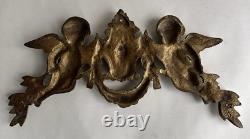 Ancien bronze doré garniture de meuble Napoléon III ange chérubin signé Noël XIX