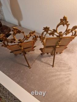 Ancien cadre en bronze a poser fin XIX Napoleon III décor rocaille fleurs