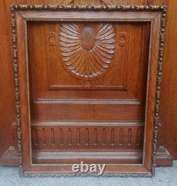 Ancien cadre en chêne massif Napoléon III XIXe siècle feuillure 62,3 x 50 cm