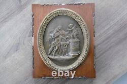 Ancien cadre médaillon bas relief en bronze ange XIX siècle Napoléon III