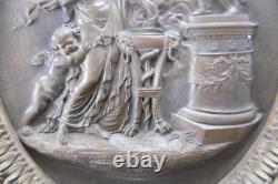 Ancien cadre médaillon bas relief en bronze ange XIX siècle Napoléon III