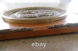 Ancien cadre médaillon bas relief en bronze ange XIX siècle Napoléon III