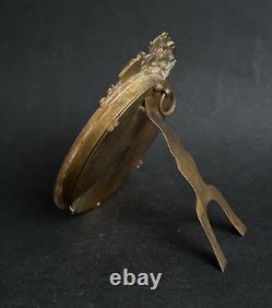 Ancien cadre miniature porte photo bronze doré Napoléon III griffon floral XIX