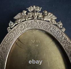 Ancien cadre miniature porte photo bronze doré Napoléon III griffon floral XIX