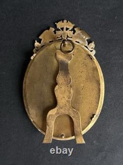 Ancien cadre miniature porte photo bronze doré Napoléon III griffon floral XIX
