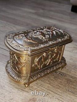 Ancien coffret boîte à bijoux L Oudry bronze XIX