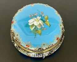 Ancien coffret boîte à bijoux pilules émaillé en émaux Bressans or laiton 19 XIX