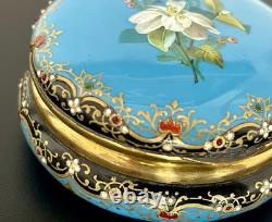 Ancien coffret boîte à bijoux pilules émaillé en émaux Bressans or laiton 19 XIX Ancien coffret boîte à bijoux pilules émaillé en émaux Bressans or laiton 19 XIX