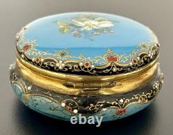 Ancien coffret boîte à bijoux pilules émaillé en émaux Bressans or laiton 19 XIX