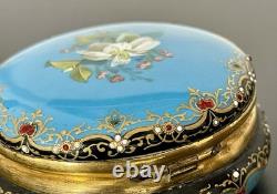 Ancien coffret boîte à bijoux pilules émaillé en émaux Bressans or laiton 19 XIX